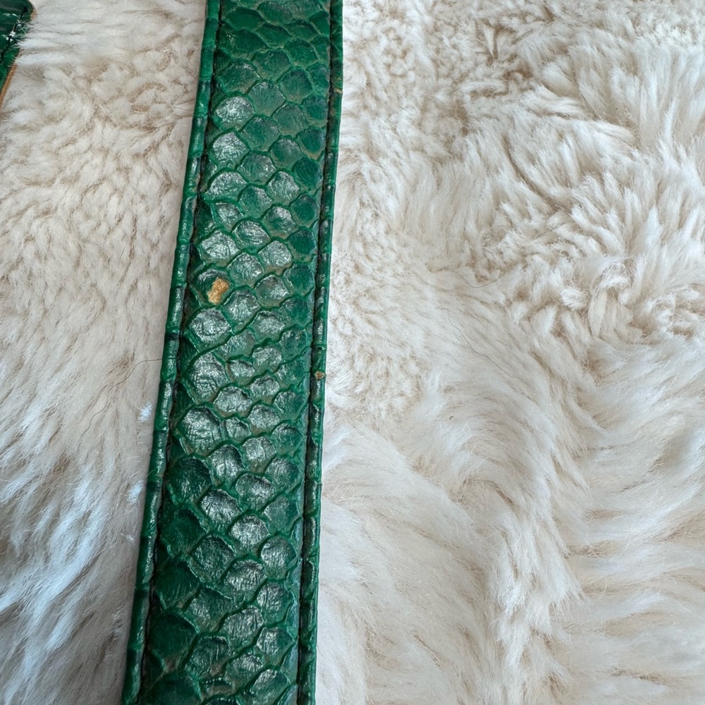 FriendshipCollar LE Snake Skin-like Emerald Green Leather Dog Collar set - Picture 5 of 8